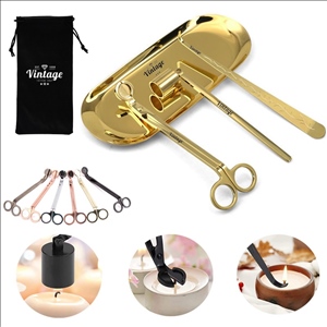 4 In1 Candle Wick Trimmer and Snuffer Set with Tray Holder